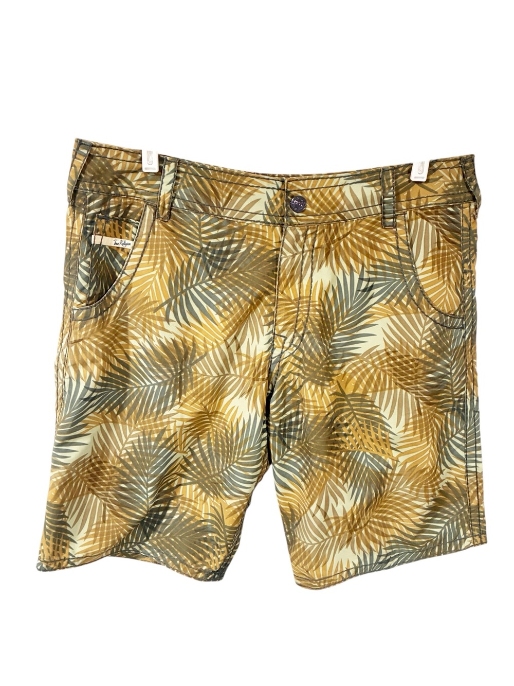 Y2K True Religion Shorts Mens Palm Leaf AOP Relaxed Fit Casual Summer Size 34